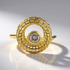 Anello in oro con Diamante Champagne I2 (Ornaments by de Melo)