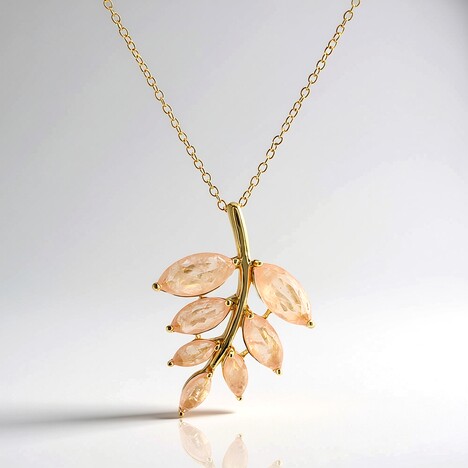 Collana in argento con Quarzo pesca pastello