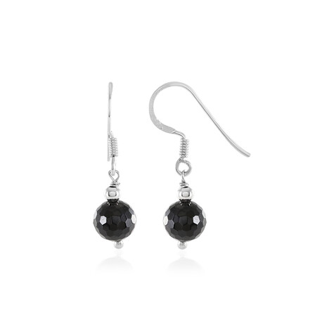 Black Spinel Silver Earrings