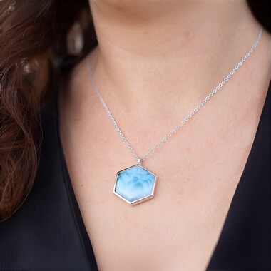 Naszyjnik ze srebra - Larimar