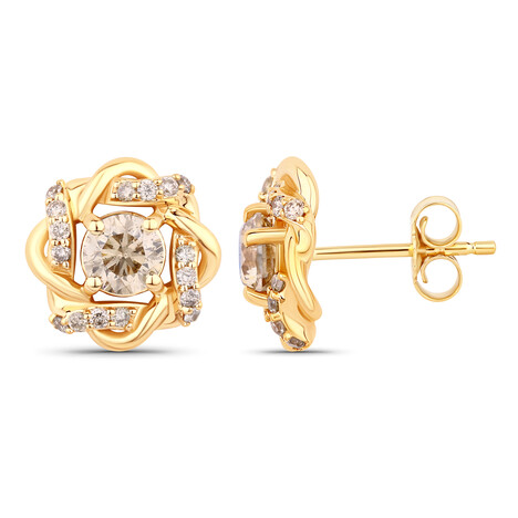 Gouden oorbellen met I2 Bruine Diamanten (SUHANA)