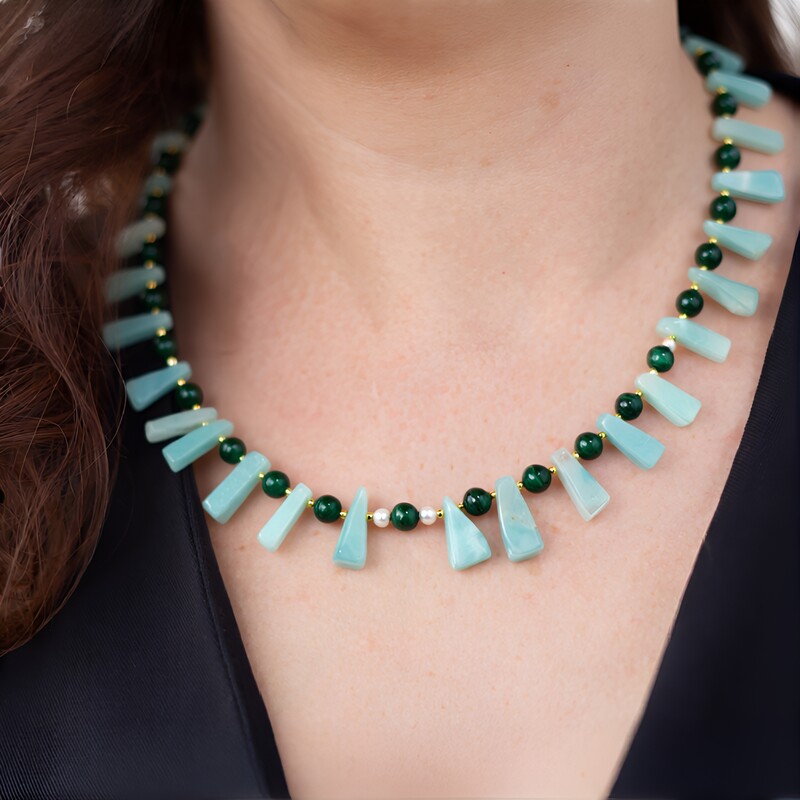 Collier en argent et Amazonite (Riya)