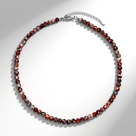 Collana in argento con Agata rossa Gu Jiao