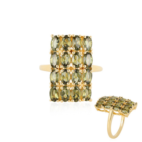 Zilveren ring met moldavieten