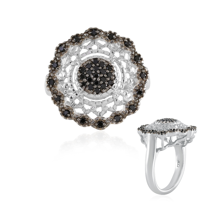 Anillo en plata con Espinela negra-7442SW | Juwelo Joyas