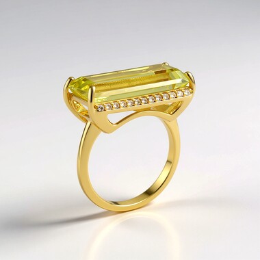 Anillo en plata con Quarzo limón