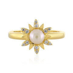 White Freshwater Pearl Silver Ring