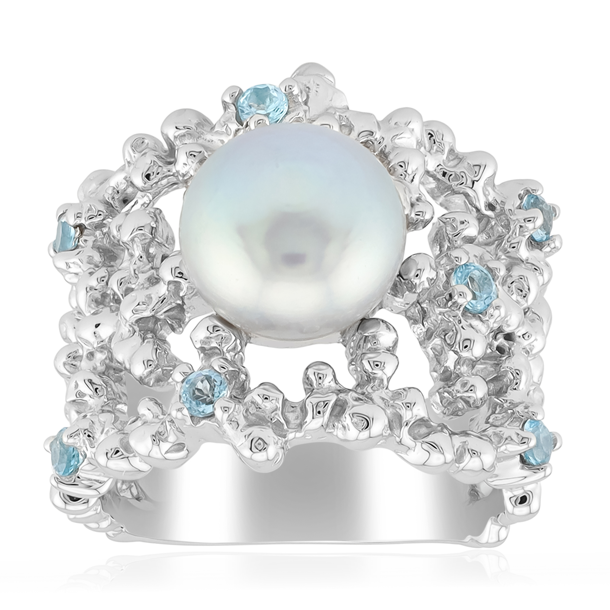 Chic Silver Pearl Topaz Ring