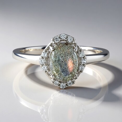 Anello in argento con Labradorite rosa Maniry