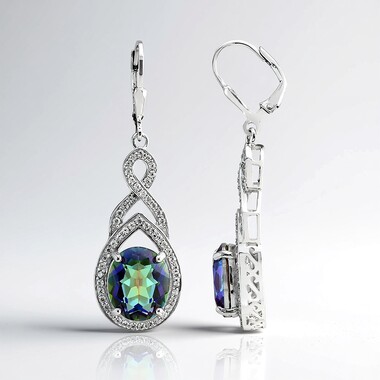 Pendientes en plata con Cuarzo Místico azul