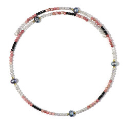 Collier ras du cou en acier et Perles de culture d’eau douce noires (Riya)