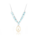 Weiße Süßwasserzuchtperlen-Silbercollier