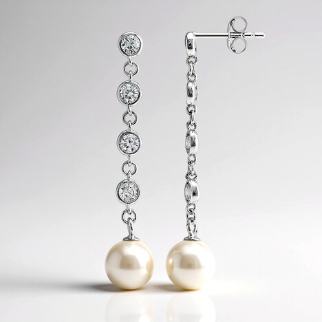 Orecchini in argento con Perla d'Acqua Dolce Bianca