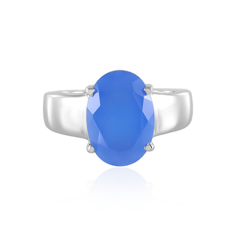 Anillo en plata con Calcedonia azul