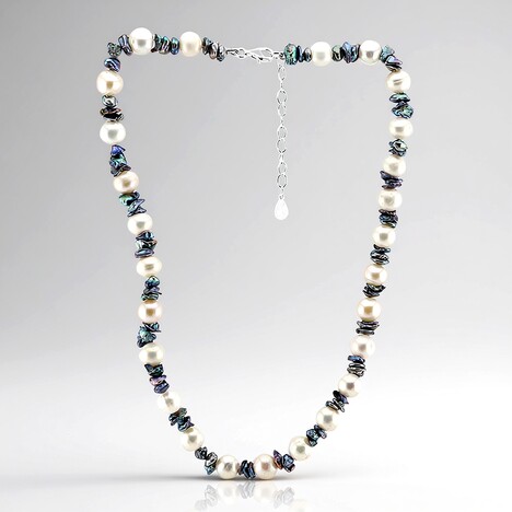 Collana in argento con Perla d'Acqua Dolce Bianca (TPC)