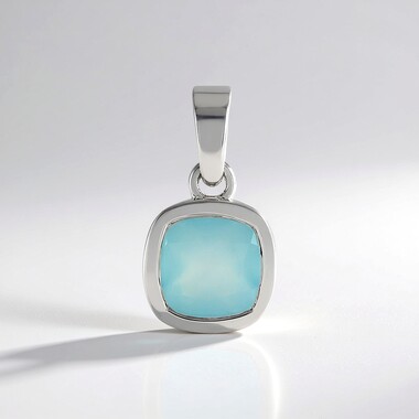 Zawieszka ze srebra platynowanego - Chalcedon Aqua