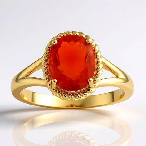 Anello in oro con Opale di Fuoco Messicano AAA