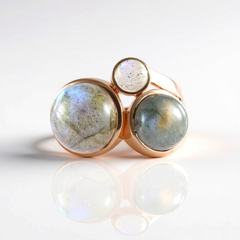 Anello in argento con Labradorite Verde Maniry (KM by Juwelo)
