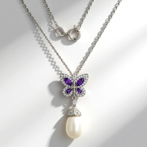 Collana in argento con Perla d'Acqua Dolce Bianca