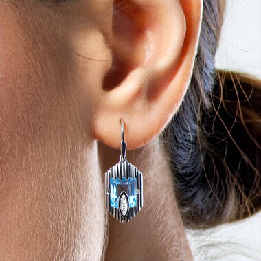 Sky Blue Topaz Silver Earrings