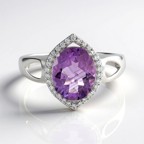 Anello in argento con Ametista Zambiana