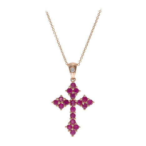 Gouden halsketting met AAA Mozambique robijnen