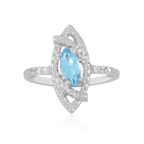 Anello in argento con Topazio Blu Svizzero