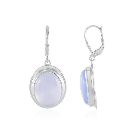 Zilveren oorbellen met Blauwe chalcedonen (MONOSONO COLLECTION)