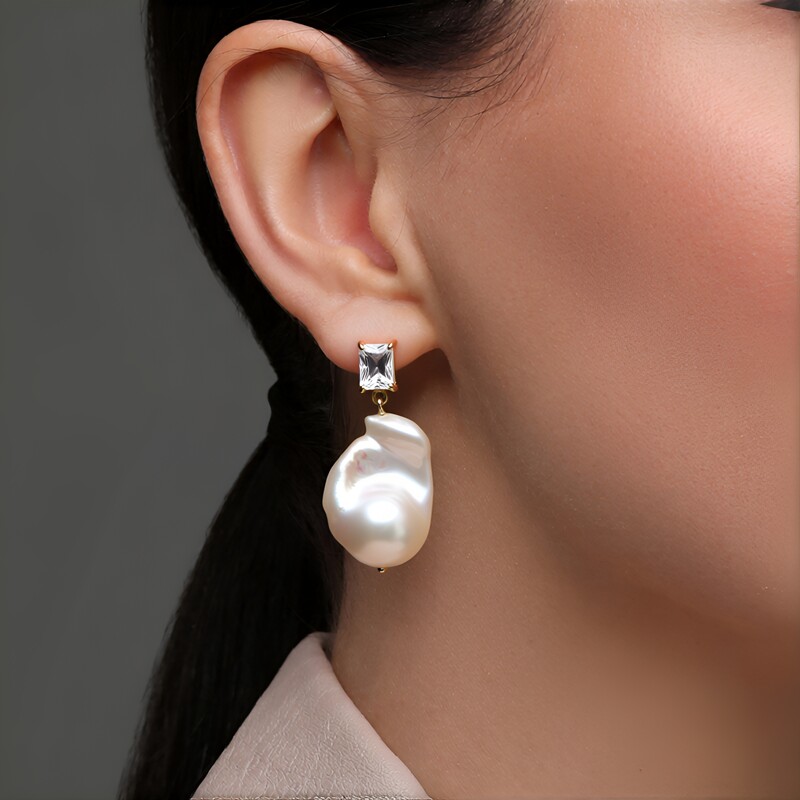 Pendientes en plata con Perla blanca Freshwater (TPC)