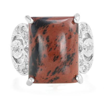 Bague en argent et Obsidienne acajou