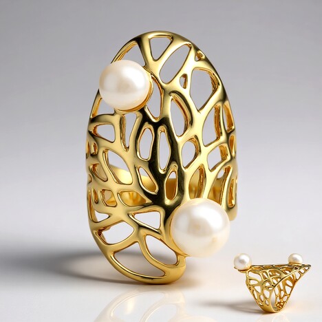 Anello in argento con Perla d'Acqua Dolce Bianca (TPC)