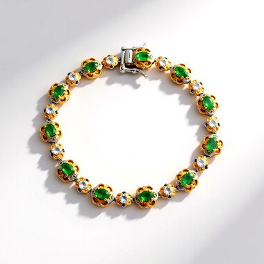 Bracelet en argent et Emeraude de Zambie (Gems en Vogue)