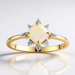 Anello in oro con Opale Bianco Brasiliano