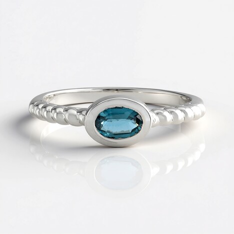 Anello in argento con Cianite Blu Foglia di Tè