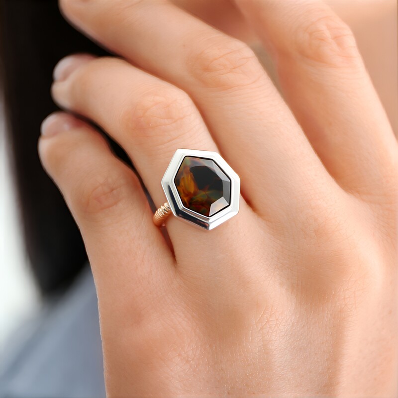 Anello in argento con Pietersite Dorata