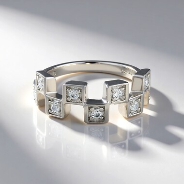 Zilveren ring met zirkonen