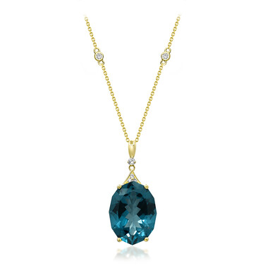 Collana in oro con Topazio Blu Londra