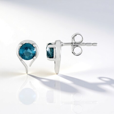 Boucles d'oreilles en argent et Kyanite bleu pétrole
