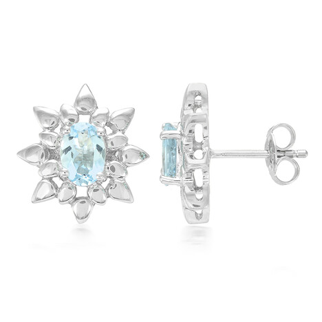 Pendientes en plata con Aguamarina Santa María