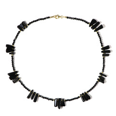 Zilveren halsketting met obsidiaanstenen