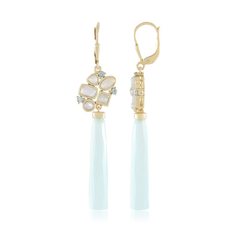 Zilveren oorbellen met Aqua Chalcedonen (KM by Juwelo)