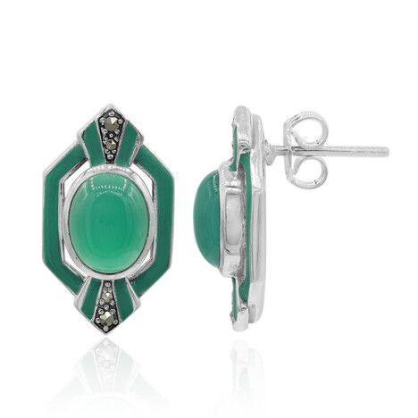 Orecchini in argento con Calcedonio Verde