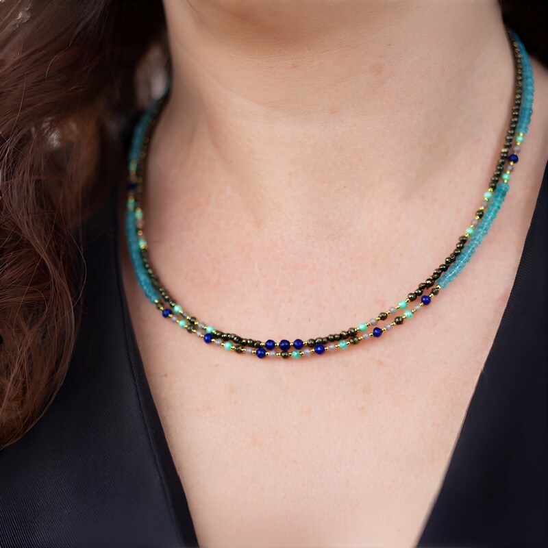 Collar en plata con Hematita dorada (Riya)