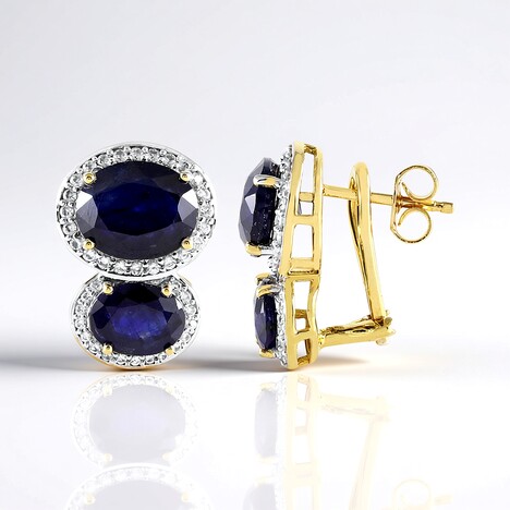 Orecchini in argento con Zaffiro Blu del Madagascar (de Melo Essence)