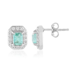 Boucles d'oreilles en argent et Émeraude de couleur Paraiba