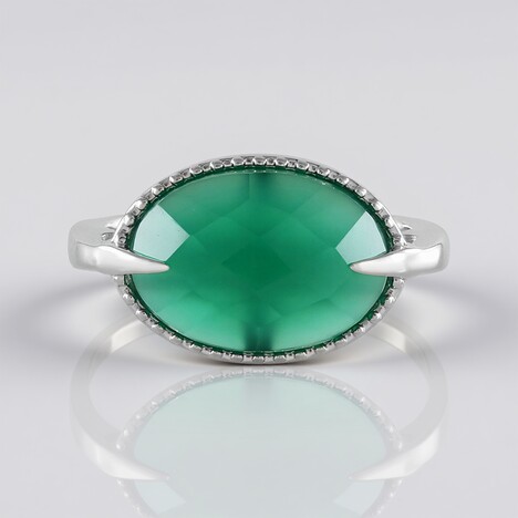 Anello in argento con Onice Verde