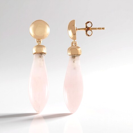 Boucles d'oreilles en argent et Quartz rose (MONOSONO COLLECTION)