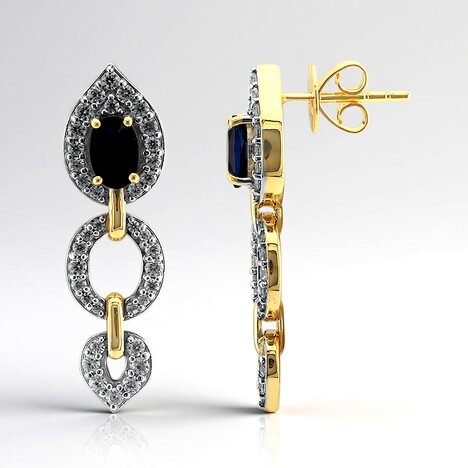 Orecchini in oro con Zaffiro Blu di Tuléar (Remy Rotenier)