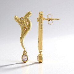 Orecchini in argento con Pietra di Luna Arcobaleno AAA (MONOSONO COLLECTION)