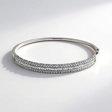 Bransoletka bangle z białego złota - Diament SI1 (H) (CIRARI)